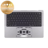 Top case keyboard frame for MacBook Pro 14", A2442 (2021), A2779 (2023), with US keyboard and battery, Space Gray, 661-21972, Genuine Apple