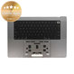 Top case keyboard frame for MacBook Pro 16" A2780 (2023), with US keyboard and battery, Space Gray, 661-32189, Genuine Apple