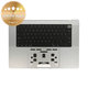 Top case keyboard frame for MacBook Pro 16" A2780 (2023), with US keyboard and battery, Silver, 661-32190, Genuine Apple
