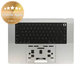 Top case keyboard frame for MacBook Pro 16" A2780 (2023), with US keyboard and battery, Silver, 661-32190, Genuine Apple