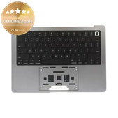 Top case keyboard frame for MacBook Pro 14", A2442 (2021), A2779 (2023), with US keyboard and battery, Space Gray, 661-32210, Genuine Apple