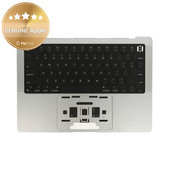 Top case keyboard frame for MacBook Pro 14", A2442 (2021), A2779 (2023), with US keyboard and battery, Silver, 661-32211, Genuine Apple