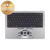 Top case keyboard frame for MacBook Pro 14", A2918 (2023), with US keyboard and battery, Space Gray, 661-35708, Genuine Apple