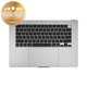 Top case keyboard frame for MacBook Air 15", A3114 (2024), with US keyboard and battery, Space Gray, 661-40266, Genuine Apple
