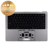 Top case keyboard frame for MacBook Pro 14", A3112 (2024), with US keyboard and battery, Space Black, 661-42518, Genuine Apple
