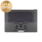 Top case keyboard frame for MacBook Pro 16", A3403 (2024), with US keyboard and battery, Space Black, 661-42823, Genuine Apple