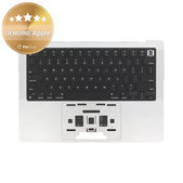 Top case keyboard frame for MacBook Pro 14", A3185 (2024), with US keyboard and battery, Silver, 661-50211, Genuine Apple