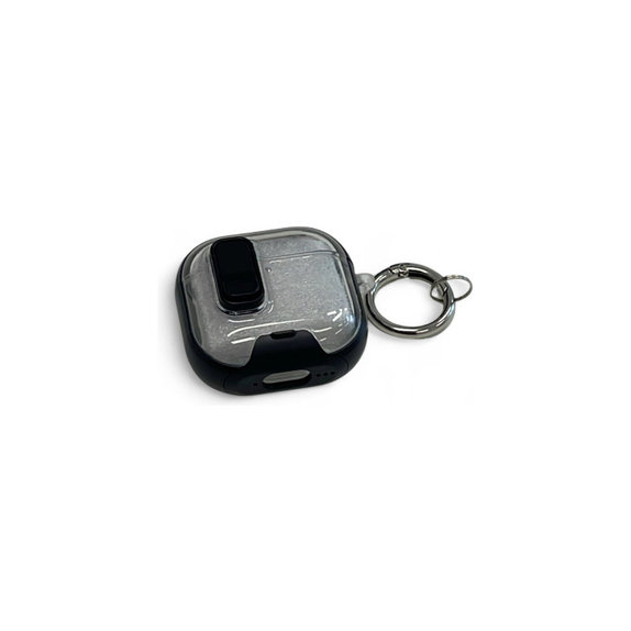 Silicone Case with Phone Stand and Carabiner for AirPods 4, Black