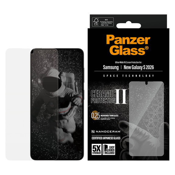 Tempered Glass UWF Ceramic with Applicator for Samsung Galaxy S26, Clear, PanzerGlass