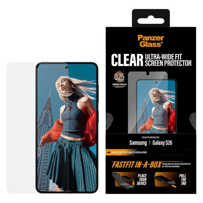 UWF Tempered Glass with FASTFIT In-A-Box for Samsung S26, Transparent, PanzerGlass