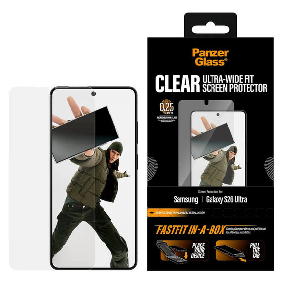 UWF Tempered Glass with FASTFIT In-A-Box for Samsung S26 Ultra, Clear, PanzerGlass