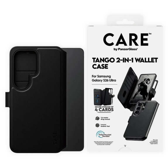 Case Wallet Tango Two-In-One with QI for Samsung S26 Ultra, Black, CARE