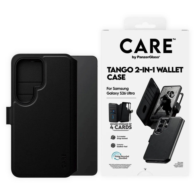 Case Wallet Tango Two-In-One with QI for Samsung S26 Ultra, Black, CARE