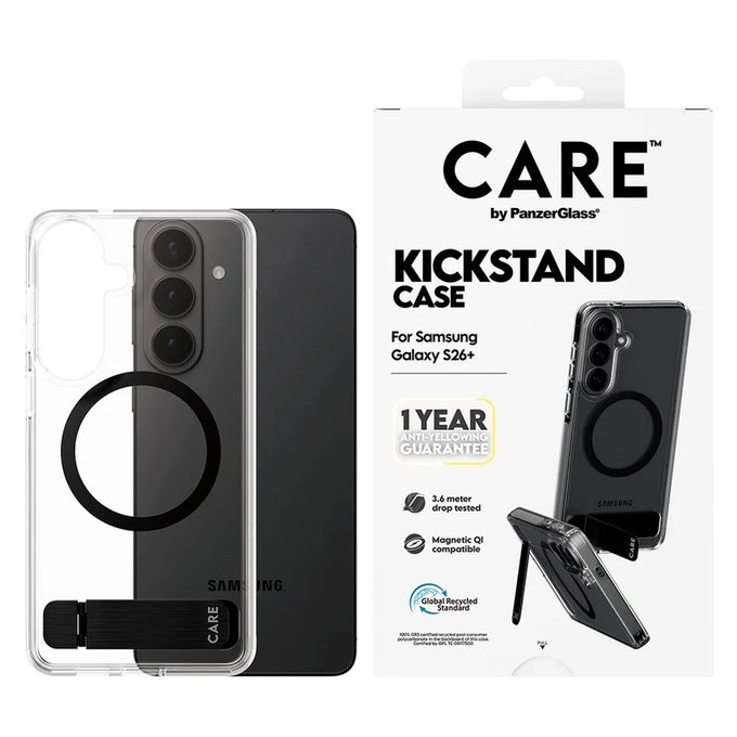 Case Kickstand with Black QI for Samsung Galaxy S26+, Black, PanzerGlass