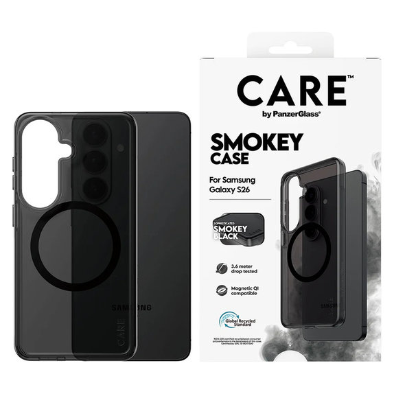 Case Smokey with Black QI for Samsung Galaxy S26, Black, PanzerGlass