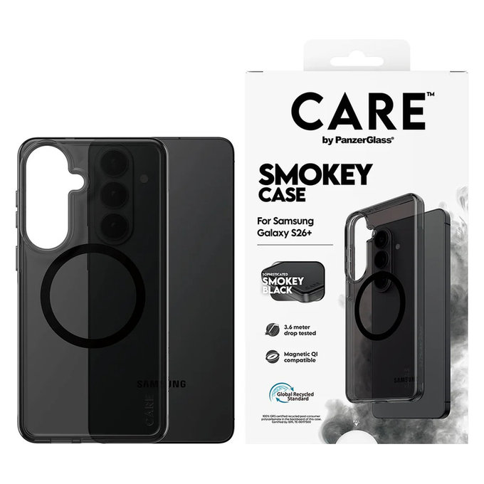 Case Smokey with Black QI for Samsung Galaxy S26+, Black, PanzerGlass