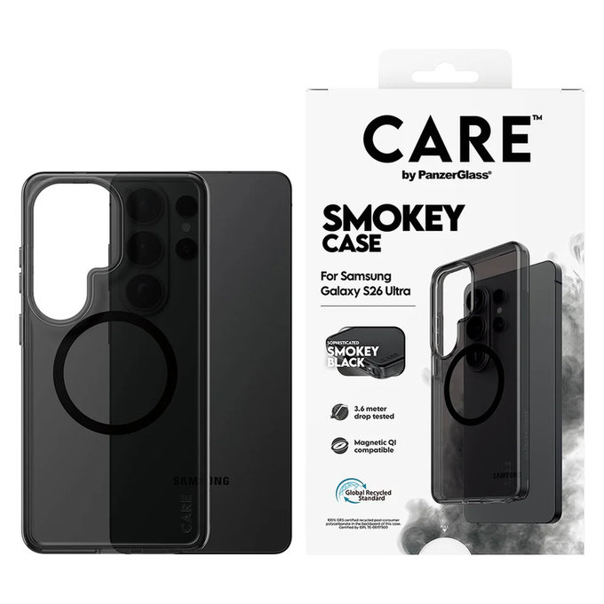Case Smokey with Black QI for Samsung Galaxy S26 Ultra, Black, PanzerGlass