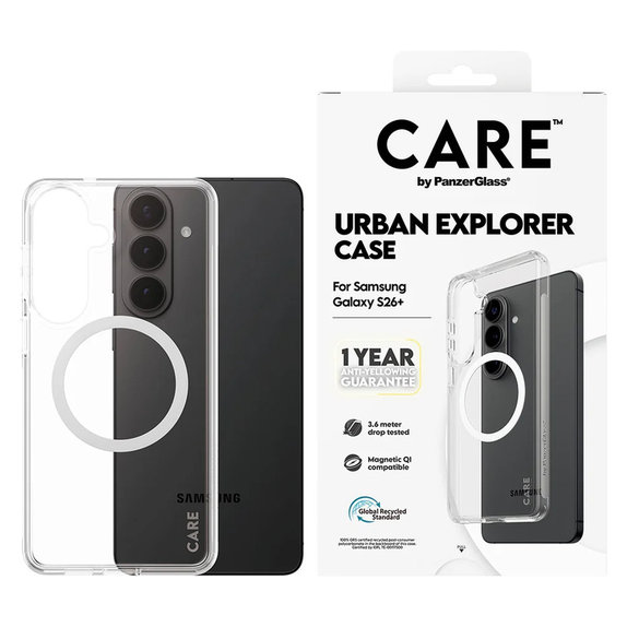 Case Urban Explorer with White QI for Samsung Galaxy S26+, Transparent, PanzerGlass