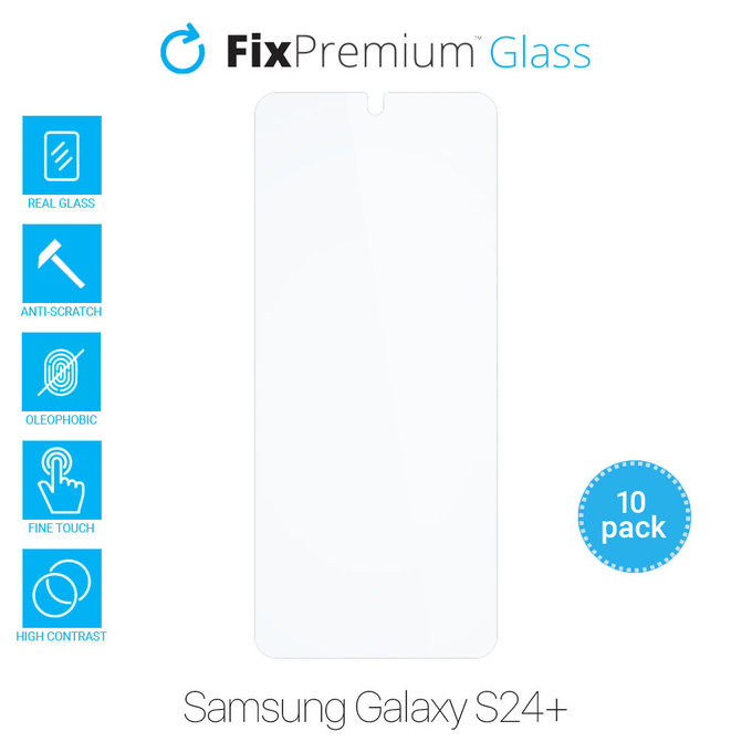 FixPremium Glass - Tempered Glass for Samsung Galaxy S24+ (10 Pack)