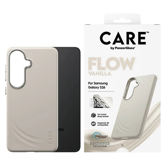 Case FLOW with QI for Samsung Galaxy S26, Vanilla, PanzerGlass