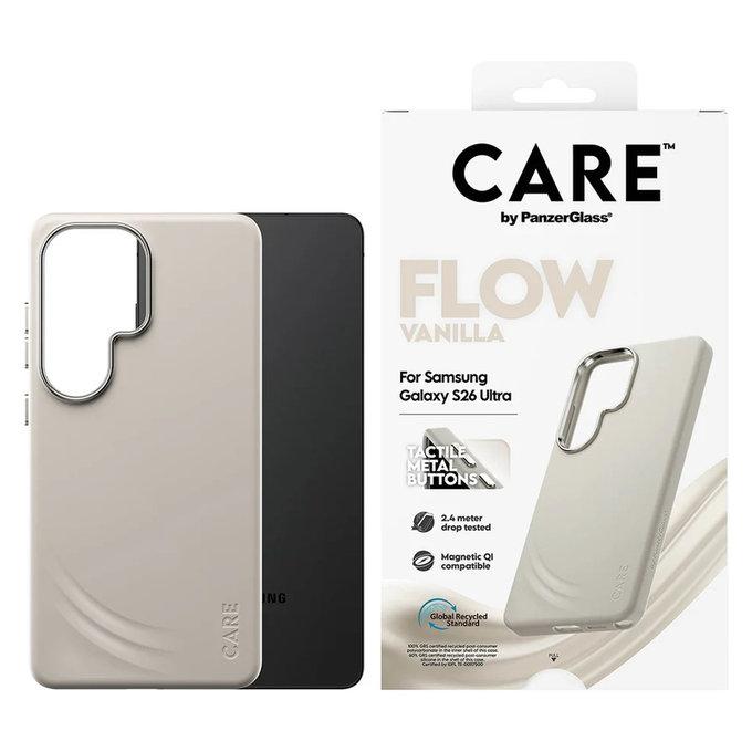 Case FLOW with QI for Samsung Galaxy S26 Ultra, Vanilla, PanzerGlass