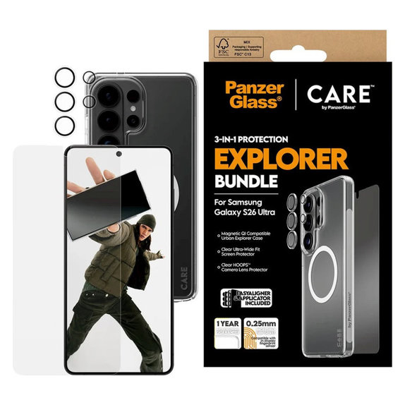 Bundle 3-in-1 Explorer for Samsung S26 Ultra, PanzerGlass