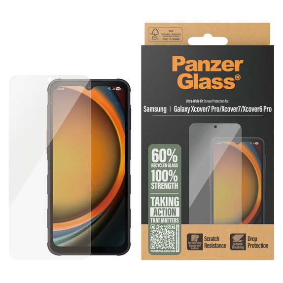 Tempered Glass UWF for Samsung Galaxy Xcover7 Pro/Xcover7/Xcover6 Pro, Clear, PanzerGlass