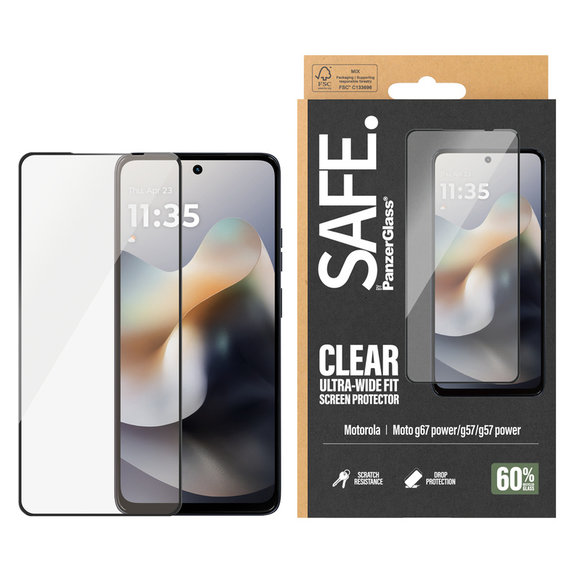 Tempered Glass UWF for Motorola Moto G57 Power 5G, Black, SAFE by PanzerGlass