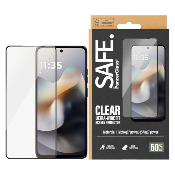 Tempered Glass UWF for Motorola Moto G57 Power 5G, Black, PanzerGlass