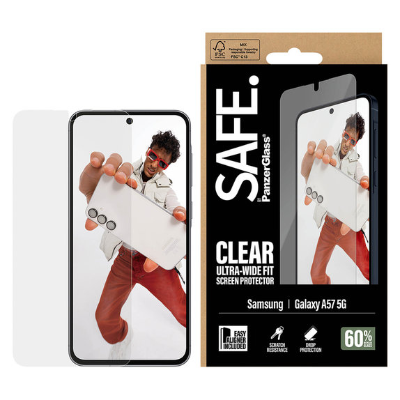 Tempered Glass UWF with Applicator for Samsung Galaxy A57, Clear, SAFE by PanzerGlass