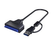 USB 3.0 / USB-C to SATA adapter for 2.5" and 3.5" HDD/SSD, with power supply
