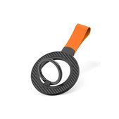 Magnetic phone holder with lanyard, black-orange