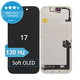 Display Soft OLED 120Hz for iPhone 17, Touch Screen with Frame, FixPremium