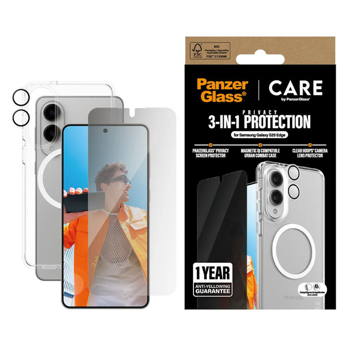 Bundle 3-in-1 Privacy for Samsung Galaxy S25 Edge, PanzerGlass