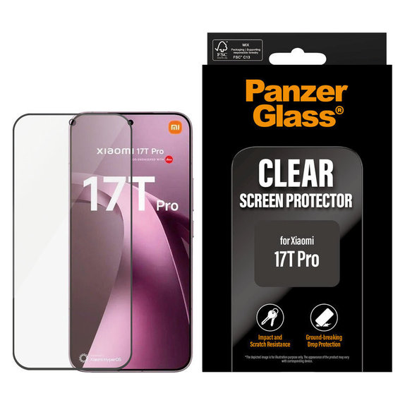 Tempered Glass UWF for Xiaomi 17T Pro, Black, PanzerGlass