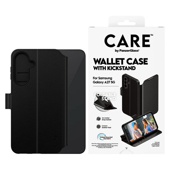Case Wallet Kickstand for Samsung Galaxy A27, Black, PanzerGlass