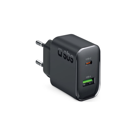 Travel Adapter USB-A/USB-C, GaN, 65 W PD, black, SBS
