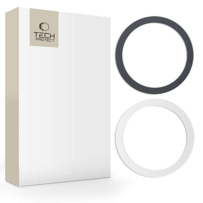 Magnetic MagSafe ring MagMat MagSafe 2-PACK Black &, silver, Tech-Protect