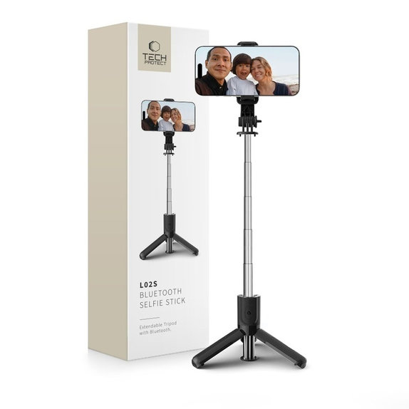 Selfie stick with tripod L02S, black, Tech-Protect