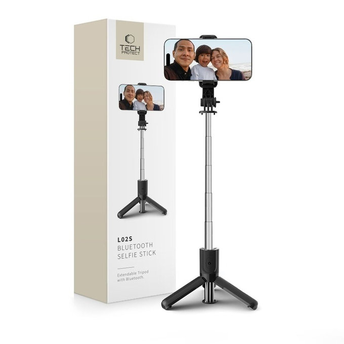 Selfie stick with tripod L02S, black, Tech-Protect