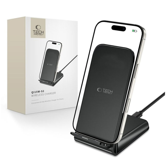 Wireless charger QI15W-S2 15W, black, Tech-Protect