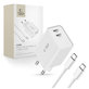 Wall charger C35W 2-PORT PD 35W + USB-C Cable, white, Tech-Protect