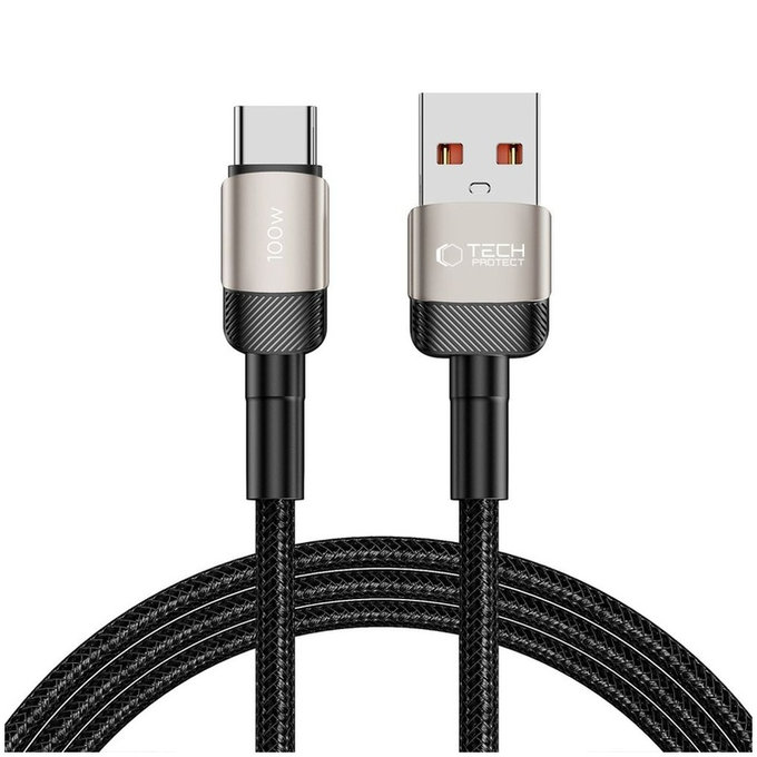 Cable Ultraboost Evo USB-C Cable 100W/5A 200cm, Titanium, Tech-Protect
