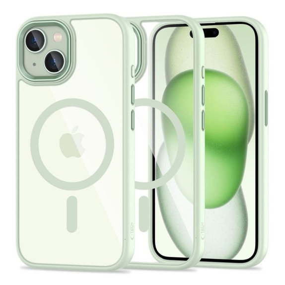 Case MagMat MagSafe for iPhone 15, green/clear, Tech-Protect