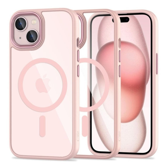 Case MagMat MagSafe for iPhone 15, pink/clear, Tech-Protect