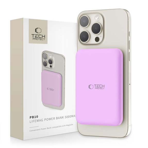 Power bank PB10 Lifemag MagSafe 5000mAh, Lilac, Tech-Protect