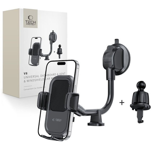 Car mount V8 Universal Long Arm Dashboard & Windshield, black, Tech-Protect