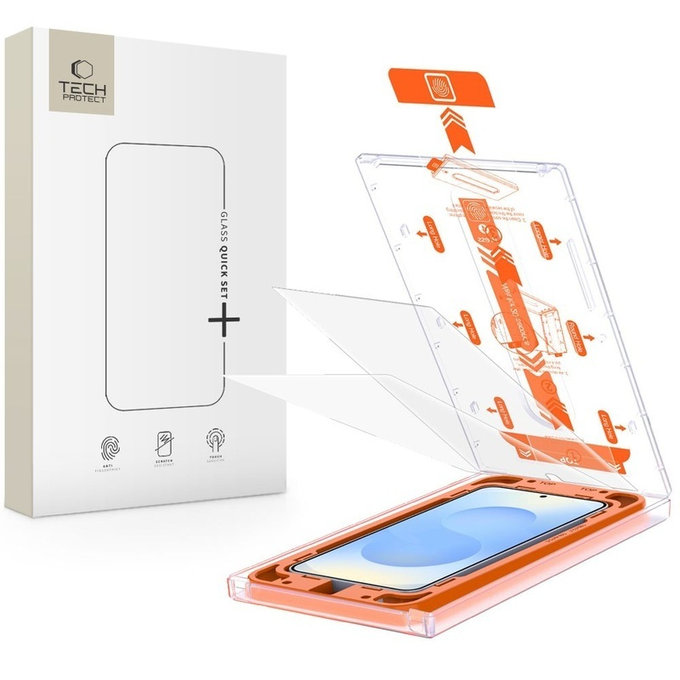 Tempered glass Quick Set+ 2-PACK for Samsung S24 / S25, clear, Tech-Protect