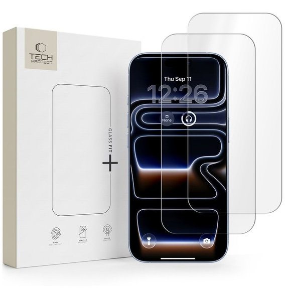 Tempered glass Glass Fit+ 2-PACK for iPhone 16 Pro / 17 / 17 Pro / 18 Pro, clear, Tech-Protect