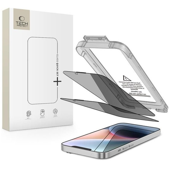 Privacy tempered glass Quick Set Spy+ 2-PACK for iPhone 13 / 13 Pro / 14 / 16E / 17E, privacy, Tech-Protect